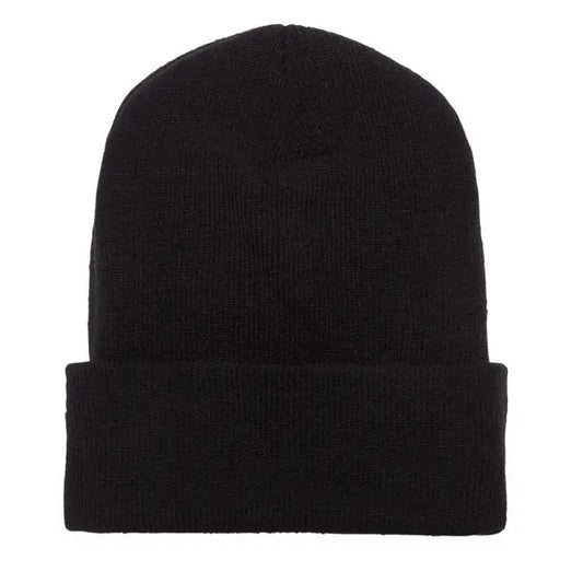 Black cuffed beanie ready for custom embroidery